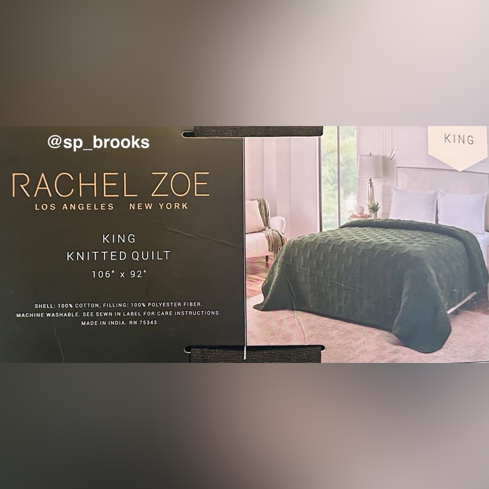 🎁Rachel Zoe Knitted Quilt - Green King Size Quilt - 100% Cotton - Picture 5 of 5